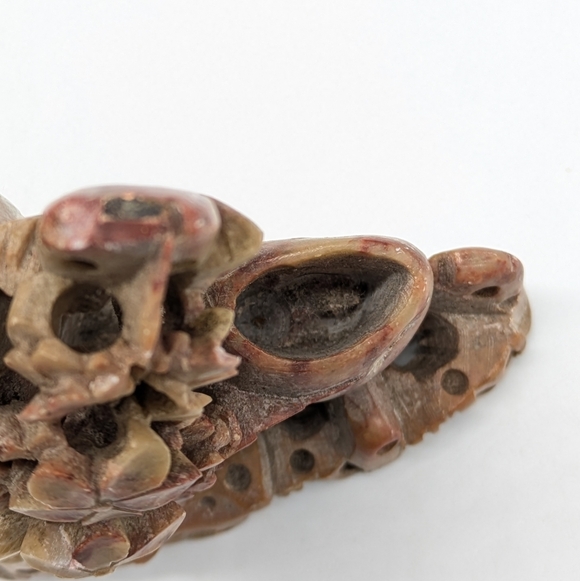 Vintage Chinese Pink Tan Soapstone Double Vase - Picture 10 of 13